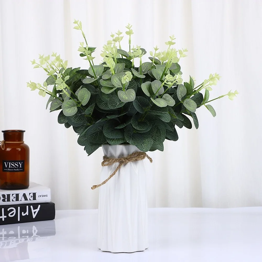 

Silk Eucalyptus Leaf Artificial Plants Accessories Gift Box Vase for Fake Flower DIY Home Wedding Christmas Garland Decoration
