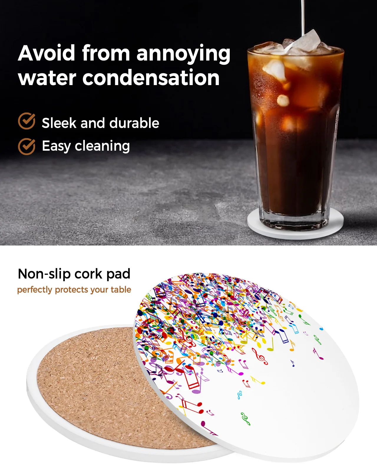 Музыкальная музыкальная нота красочный Фотофон кухонный стол круглая подставка