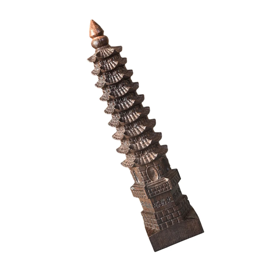 

Tower Decoration Statue Pagoda Luck Good Buddhism Shui Feng Chinese Brass Wood Sculpture Gifts Housewarming Ornament Fengshui