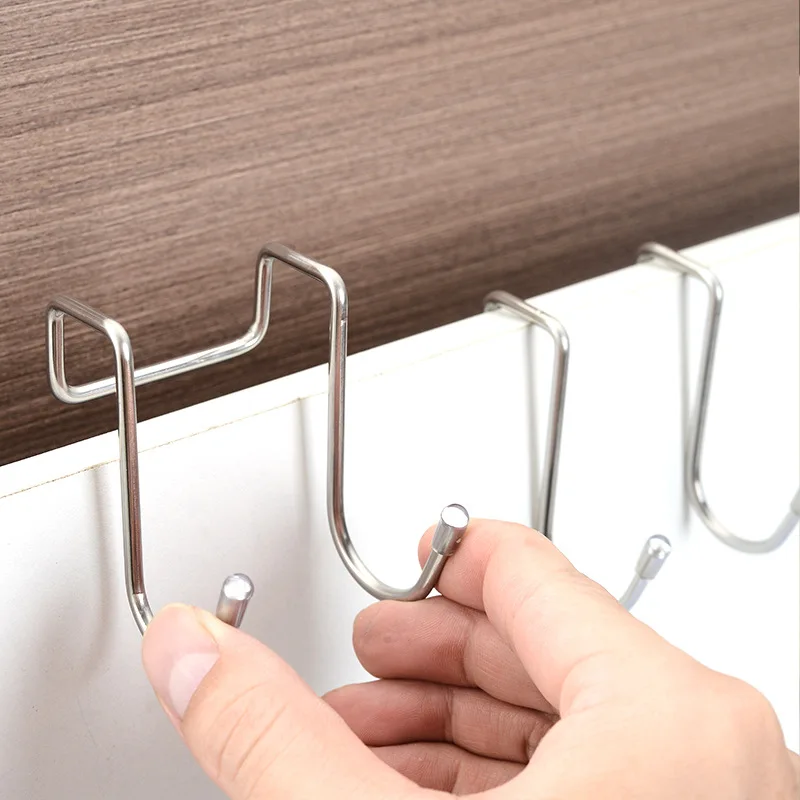

Multifunction 304 Stainless Steel Hook Free Punching Double S-Shape Hook Kitchen Bathroom Cabinet Door Back Type Storage Hanger