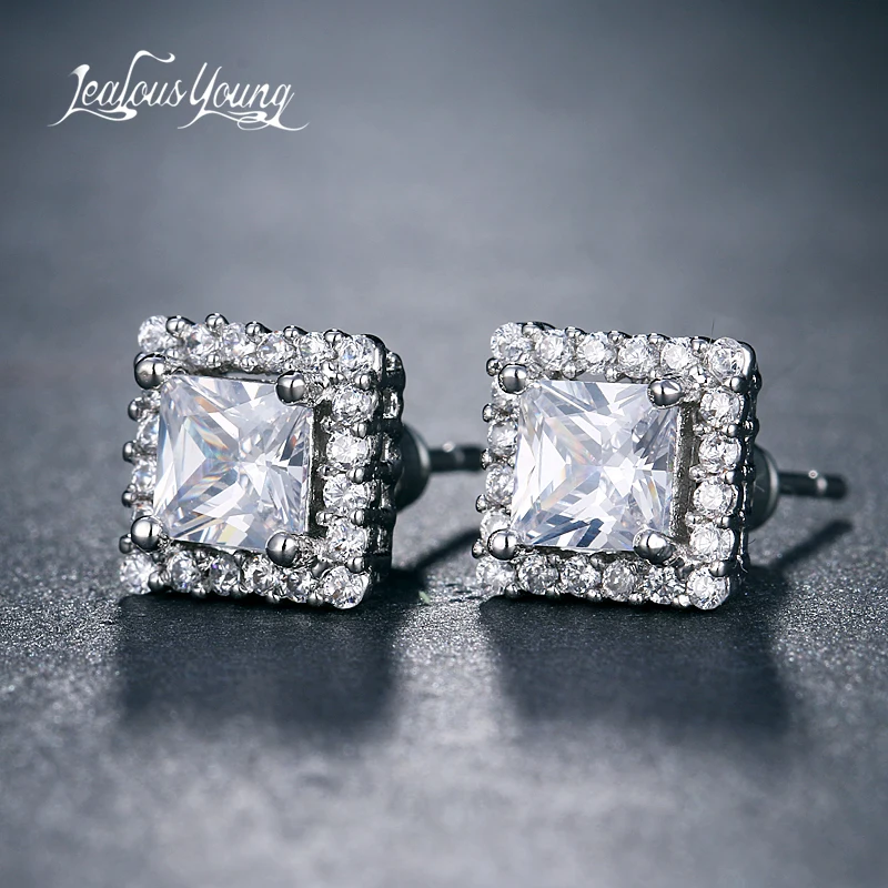 2018 Новые квадратные циркониевые серьги-гвоздики для мужчин, классические серьги-гвоздики, желтые, розовые, золотые, синие мужские серьги, Модная бижутерия, серьги E567