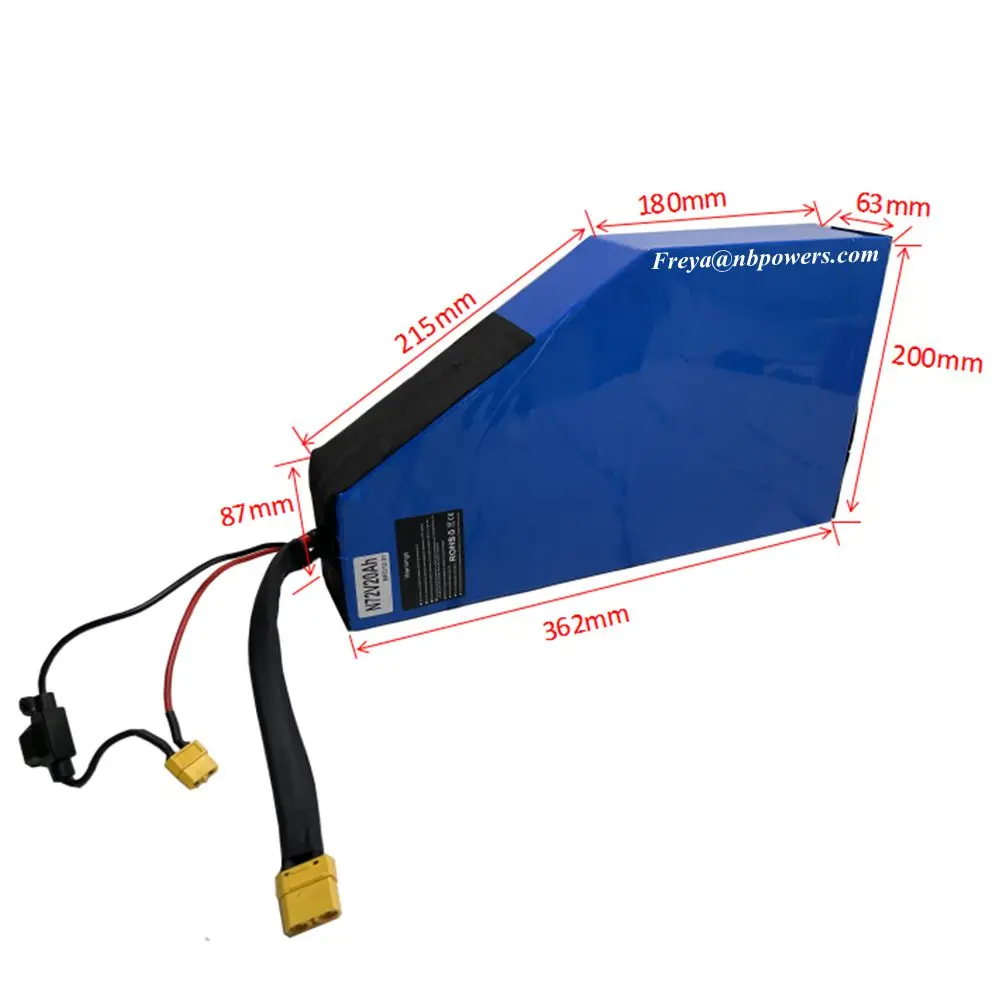 

freeshipping USA warehouse in stock !!! 72V20Ah 80A BMS Triangle Electric bike lithium Battery for QS 72V3000W