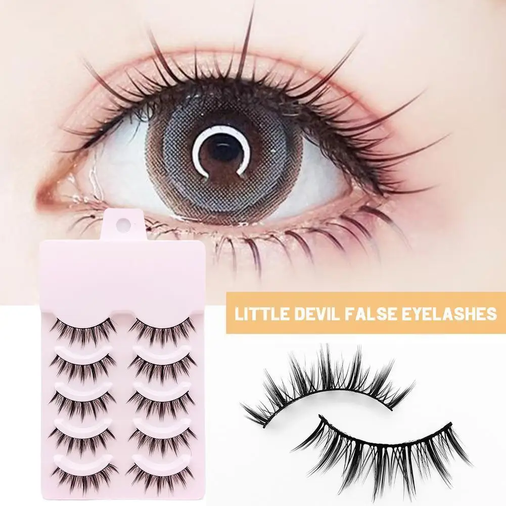 

5 Pairs Of Little Devil Cosplay Lash Extension Demon Eyelashes Fake Natural Makeup Eyelashes Cosmetic Use False Beginners C8M8