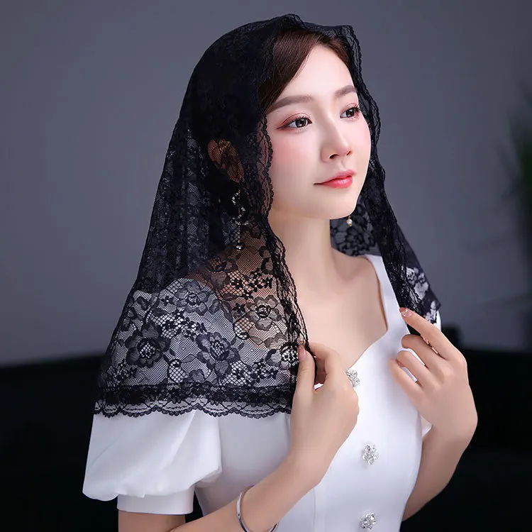 Кружевной головной убор для невесты мусульманский короткая вуаль шаль одна