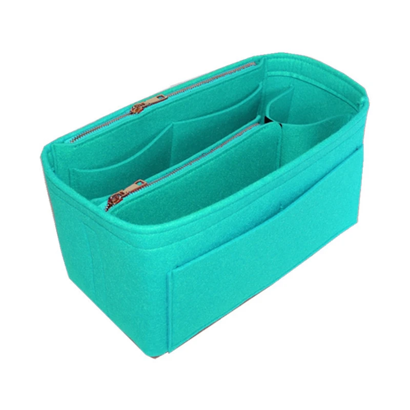 

Purse Organizer Insert Felt Bag with Zipper Handbag Tote Shaper Multi Pockets