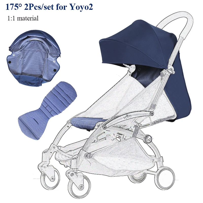 

175°Stroller Accessories Hood&Mattress Set For Babyzen Yoyo Canopy Cover Seat Cushion Fit Yoya Pram Sunshade Original Fabric