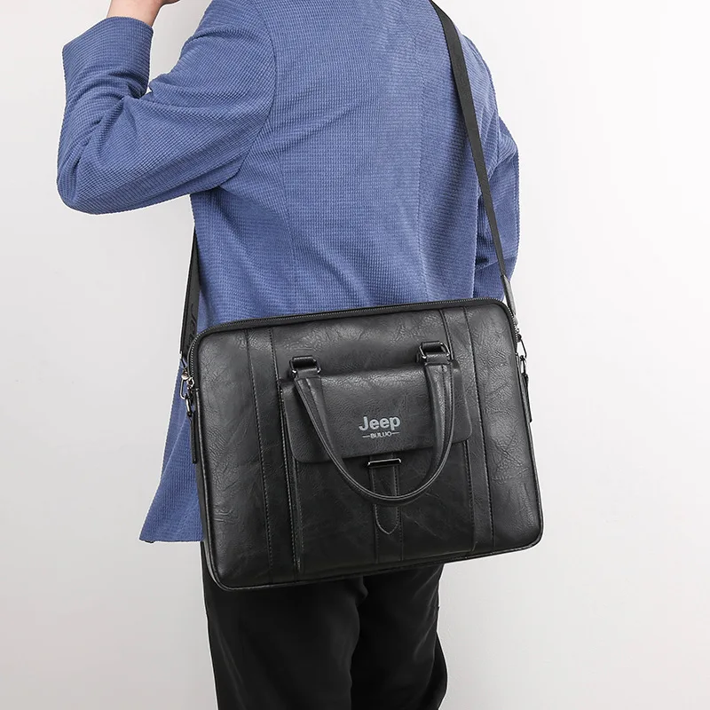 Leather Men'S Briefcase Luggage Handbag Laptop Document Folder Shoulder Luxury Business Messenger Crossbody Side Designer Bag