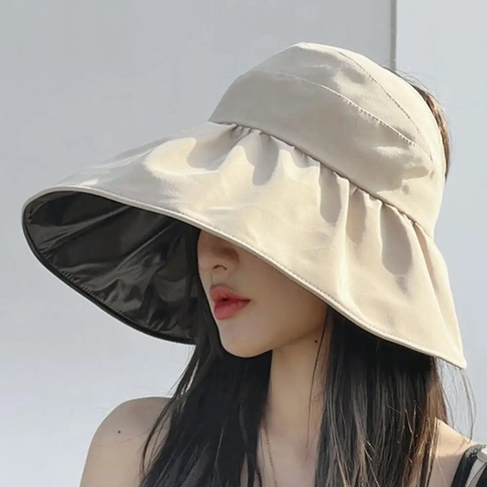

Women Sun Hat Adjustable Solid Color Breathable Sunscreen Beach Hat for Summer