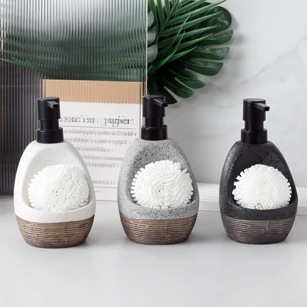 Керамический дозатор мыла для посуды с держателем губки 450мл