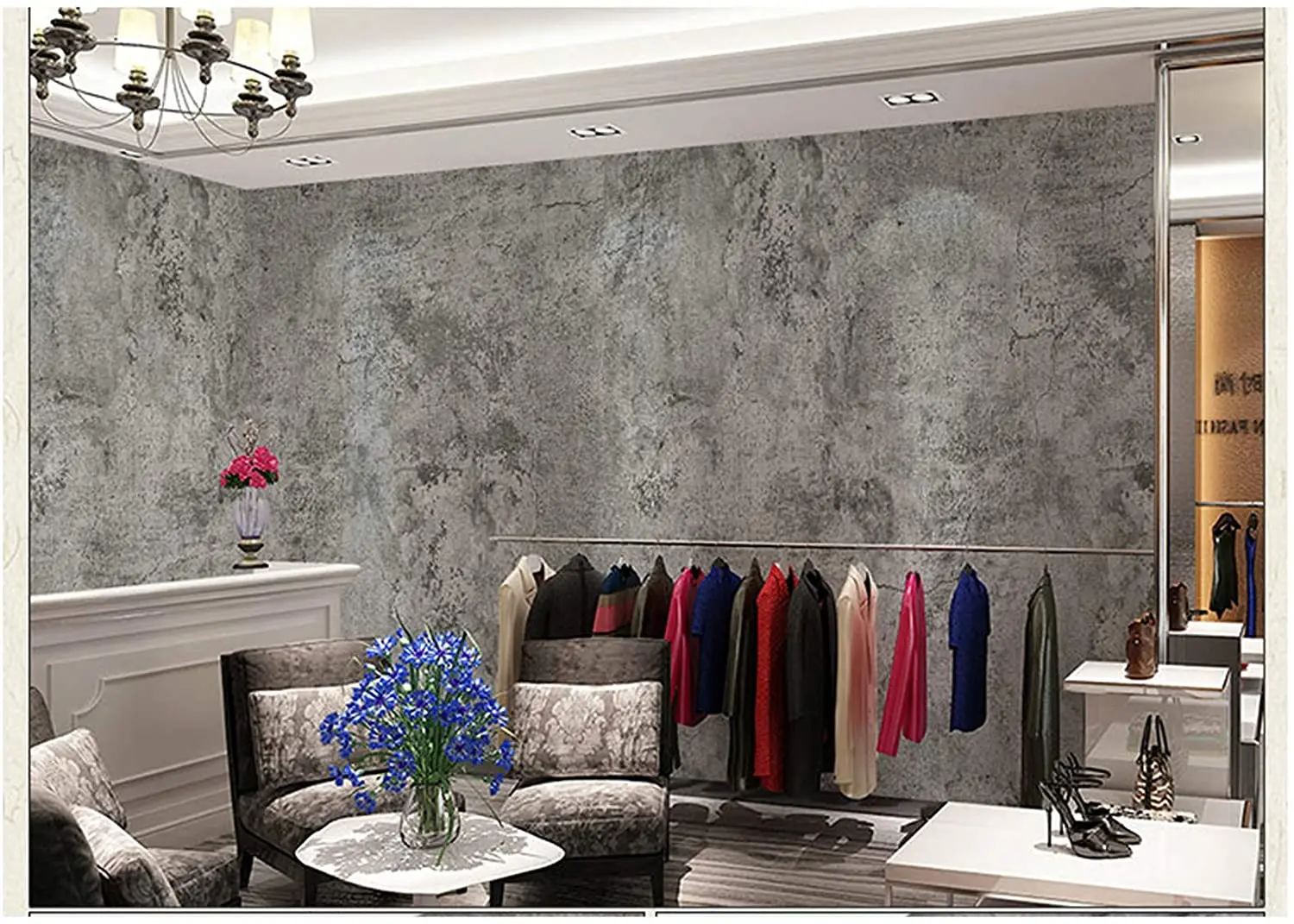 

Cracked Cement Ash Thickened Living Room Decor Paper Vinyl Self Adhesive Waterproof Removable Wallpaper Peel and Stick Sticker