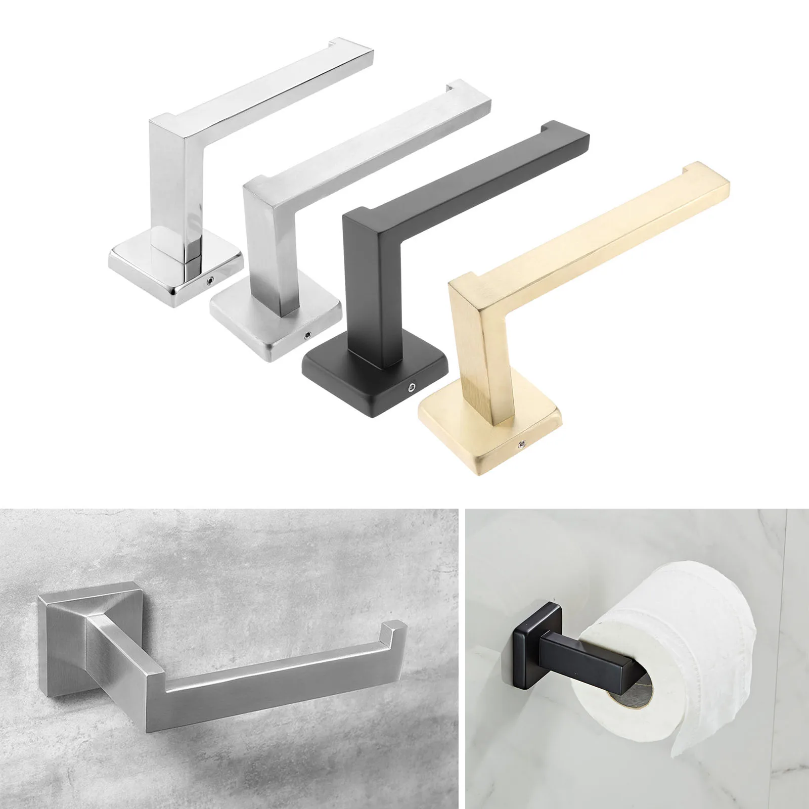 

1set Stainless Steel Toilet Paper Holder Minimalist Wall Mount Tissue Roll Rack Bathroom Organizer Hanger Anti-Rotation Modern
