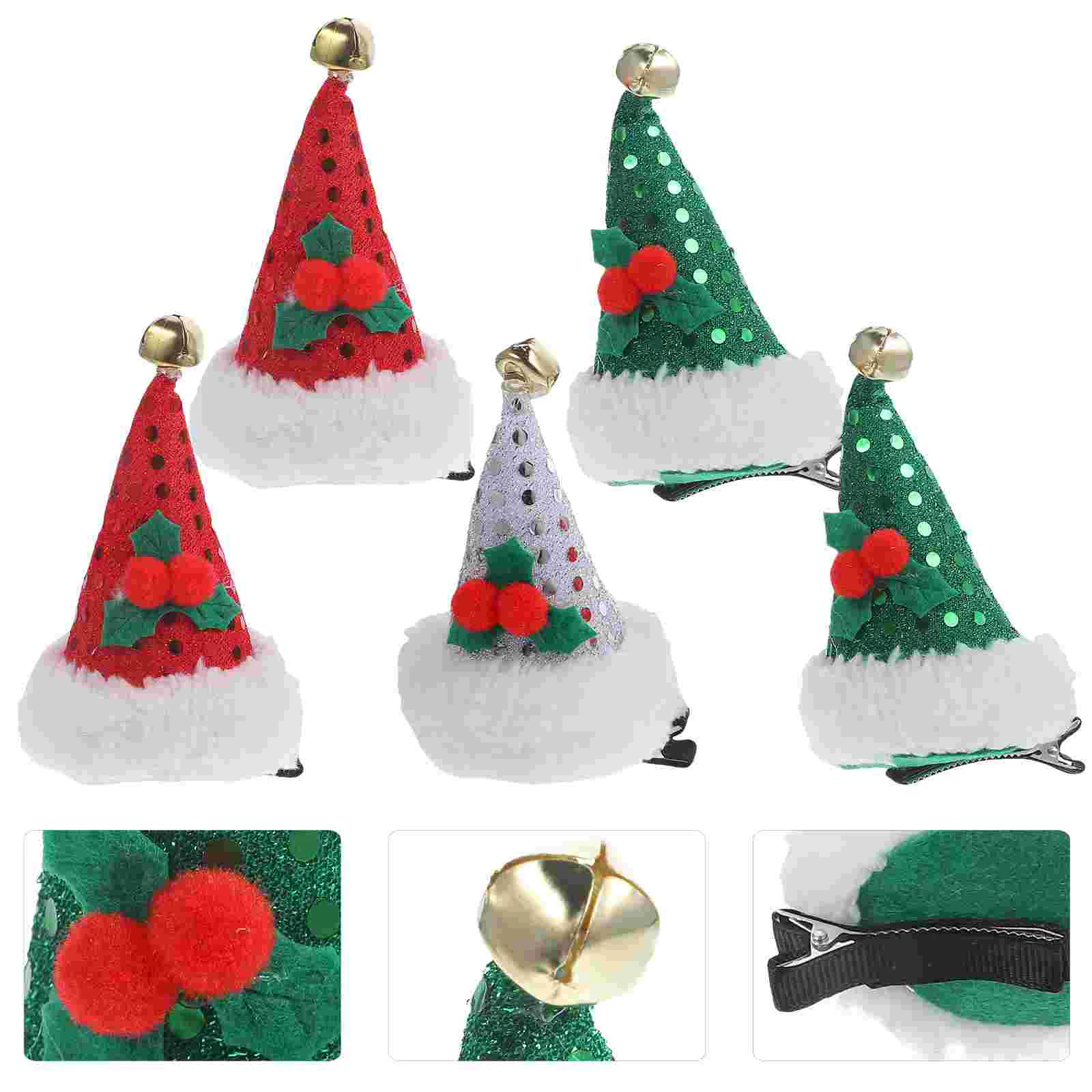 

5 Pcs Hair Pins Mini Hat Girls Headdress Bobby Decorative Barrette Barrettes Accessories Christmas