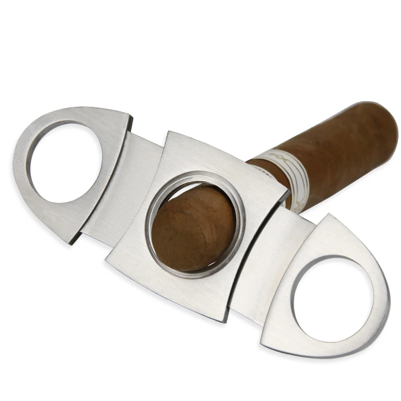 

Quality Stainless Steel Cigar Scissors Double-edged Sharp Creative Cigar Cutter Punch Cigar Tool Portable Silvery Cigar Cutter