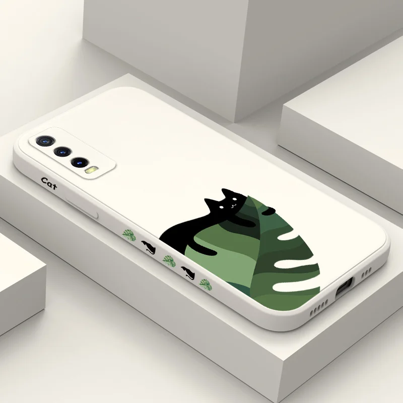 

Leaf Cat Case For VIVO Y20 Y12 Y15 Y15A Y19 Y21 Y30 Y50 Y33 Y35 Y76 Y91 Y95 S T I Hole V23 V25 V21 V20 S1 Pro 4G 5G