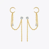 enfashion crystal link chain moon drop earrings for women gold color long tassel dangle earings fashion jewelry kolczyki e191101