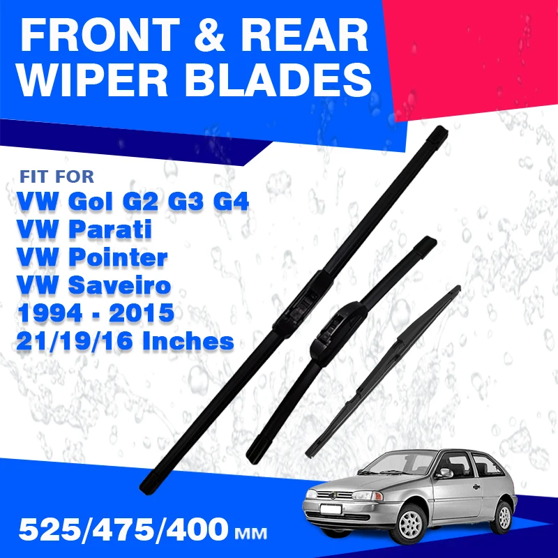 

Для VW Gol G2 G3 G4 Parati Pointer Saveiro 1994-2015 передние и задние щетки стеклоочистителя 21 "+ 19" + 16" щетки для лобового стекла