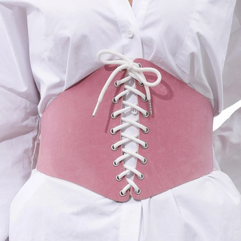 

MXMB Gothic Pink Color Lift Up Female Waist Corset Wide Polyester Belt Women Fashion Slimming Waistband Adjustable Corsets
