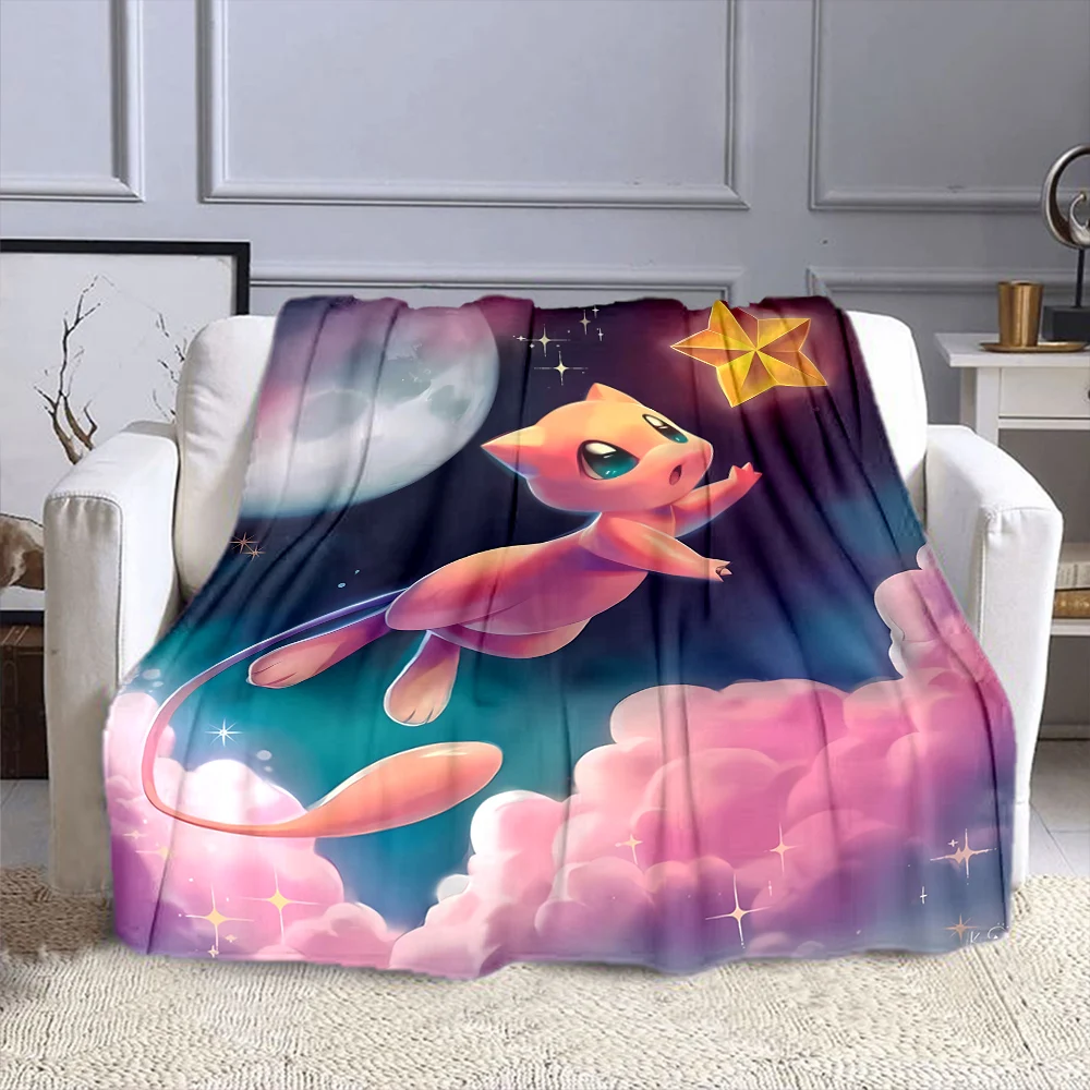 Японское мультяшное милое розовое пушистое мягкое фланелевое одеяло с покемоном