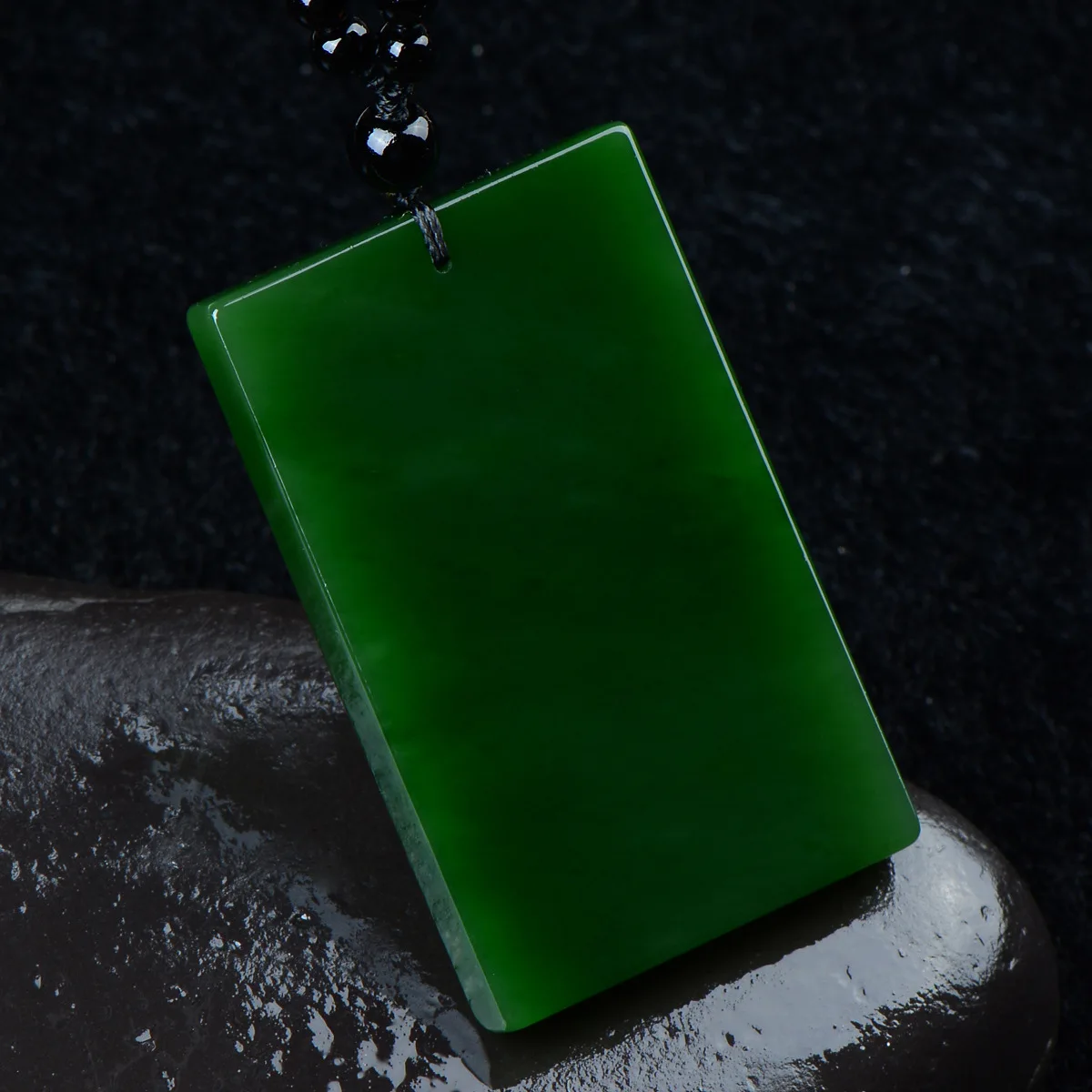 

Natural hand-carved Green Jade Rectangular Necklace Women Men Genuine Nephrite Jades Stone Charms Amulet Gifts For Ladies