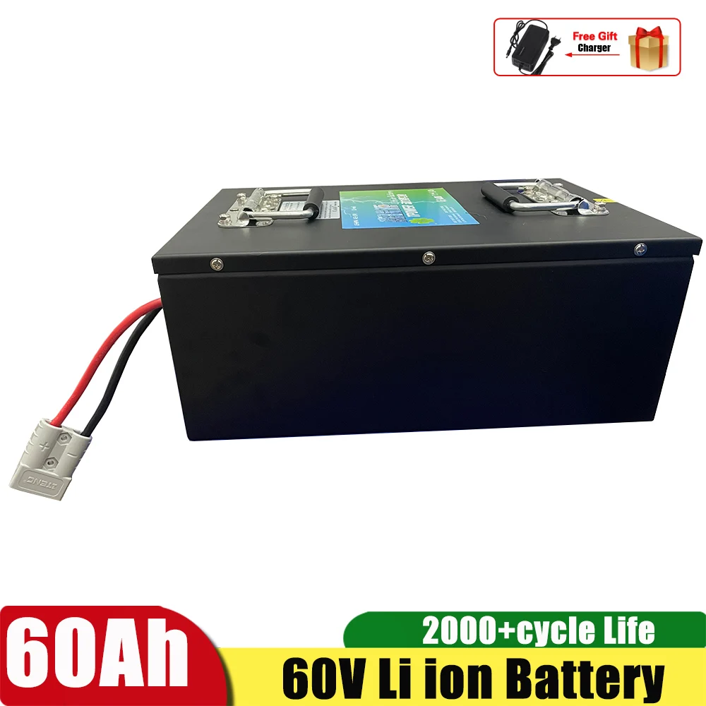 

60v 60ah lithium ion battery BMS 16s li ion for 6000W bike Tricycle scooter motorcycle Lead acid replacement + 10A charger