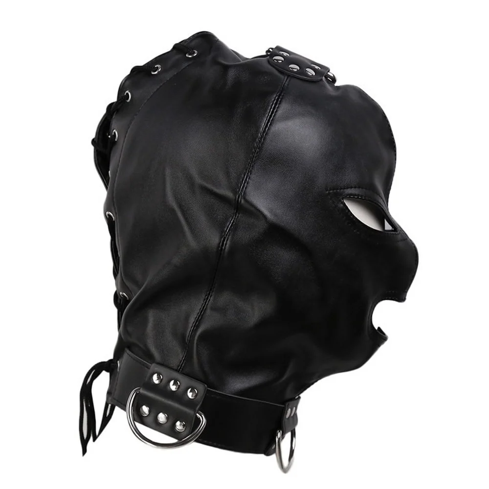 

БДСМ бондаж эротический инструмент SM кожаный капюшон головной ремень рандомный открытый глаз и рот рабство секс искусственная маска игрушка для женщин мужчин