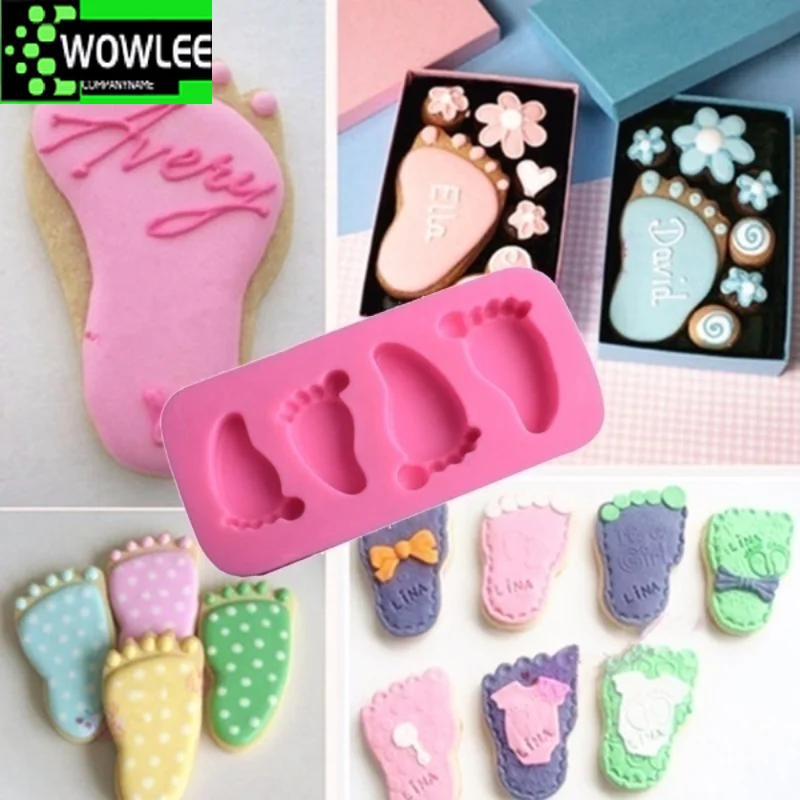 

4pcs Cake Mold Baby Foot Silicone Chocolate Fondant Decorating Baking Tool Bakeware Pudding Baking Paste Fondant Molds