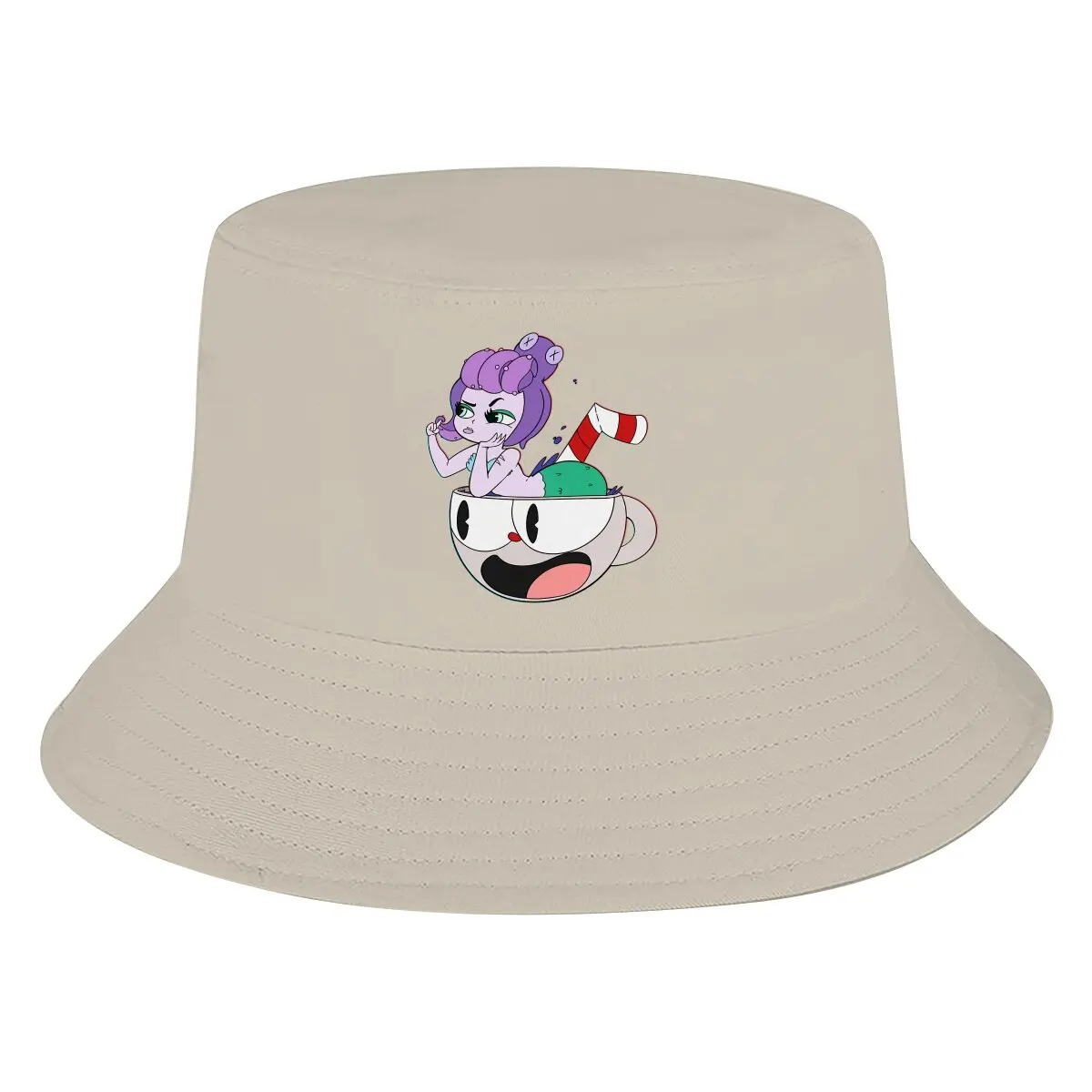

Cala Maria Is In The Cup Unisex Bucket Hats Cuphead Ms Chalice Game Hip Hop Fishing Sun Cap Fashion Style Designed