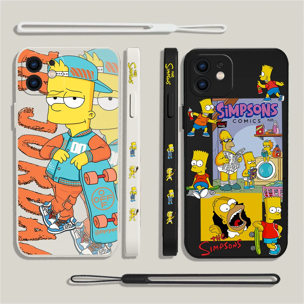 

Funny Cute The Simpsons Phone Case For Samsung Galaxy S23 S22 S21 S20 Ultra Plus FE S10 4G S9 S10E Note 20 With Lanyard Cover