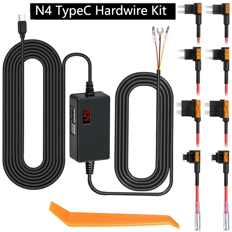 Для Vantrue Dash Cam N4 футов USB Type C 12 В 24 до 5 комплект Hardwire с Mini ACS ATO Micro2 защитой от низкого