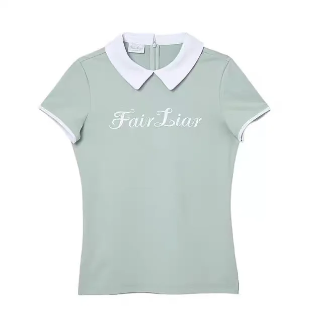 

Корейская Летняя женская одежда для гольфа с коротким рукавом, быстросохнущая Женская облегающая футболка с коротким рукавом