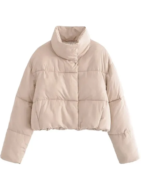

Winter Jacket For Women 2022 Cropped Quilted Jacket Woman Beige Short Padded Jacket Female Coat Warm Padding Heavy Coats