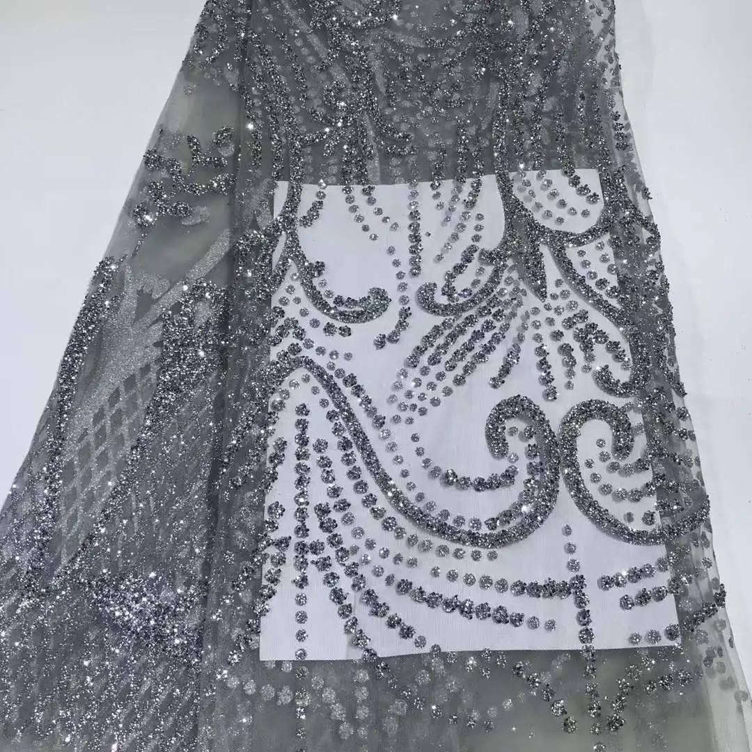 

High Quality Beautiful Glitter Craft African Lace Fabric Nigerian Free Shipping Accessories Sewing Wedding Dress Banquet 5 Yards