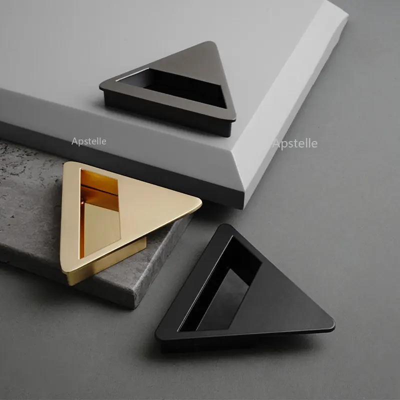 

Modern Triangle Slotted Concealed Handle Zinc Alloy Tatami Buckle Nordic Cabinet Door Handles Wardrobe Embedded Drawer Pulls