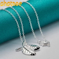 925 sterling silver 16 30 inch chain leaves pendant necklace for women engagement wedding birthday gift fashion charm jewelry