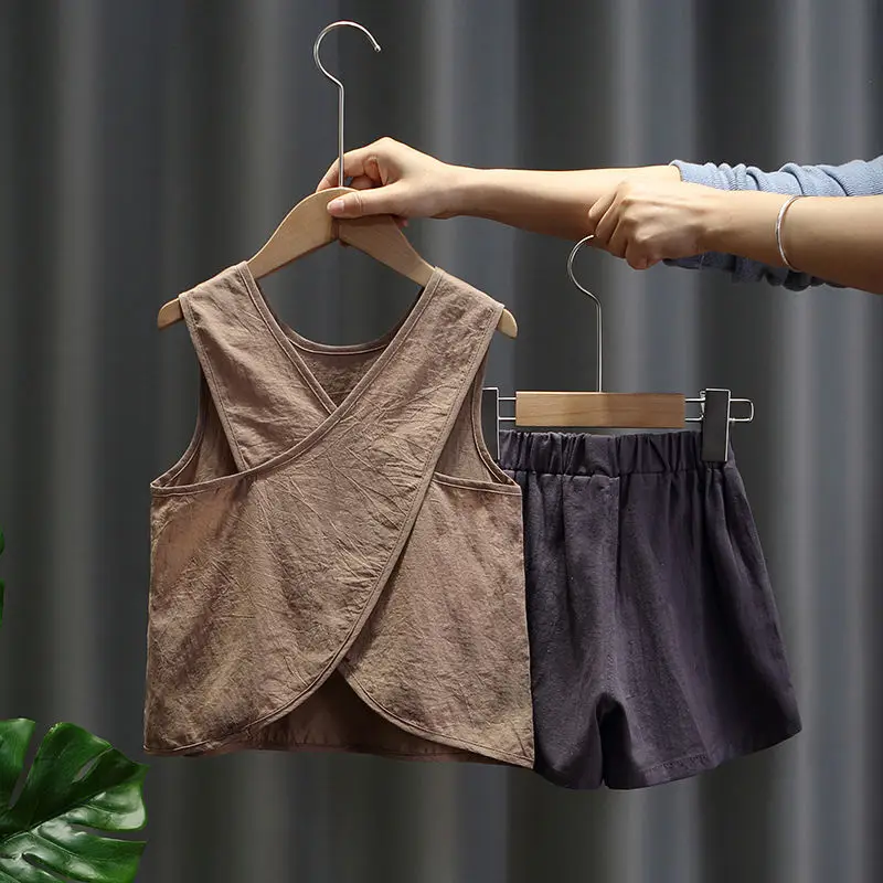 

Children Clothing Set Boys 2023 Spring Summer Cotton Vest Pants Set New Korean Style Baby Handsome Sleeveless Two Piece Set