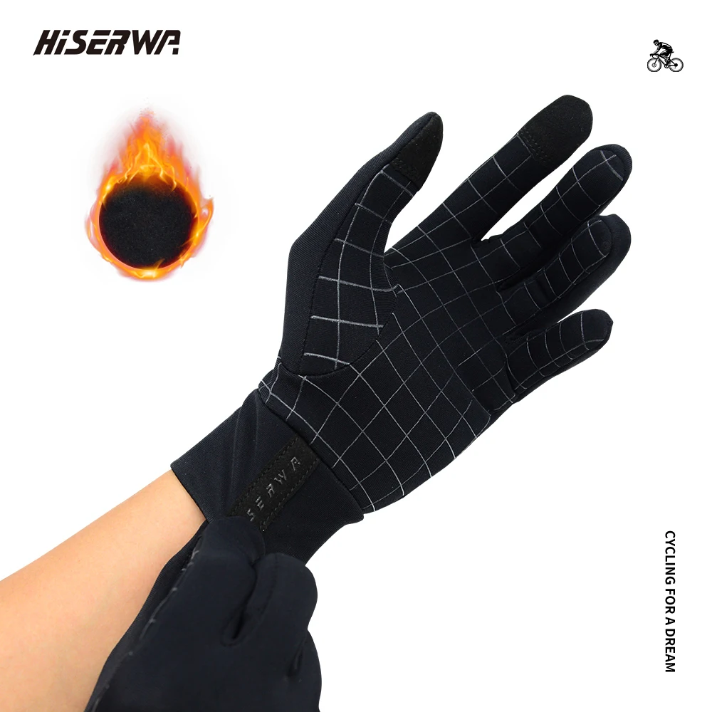 Зимние флисовые велосипедные перчатки мужские с сенсорным экраном