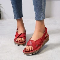 2022 summer women sandals buckle decoration beach sandals female wedge shoes lady outdoor slippers fashion flip flops big size43