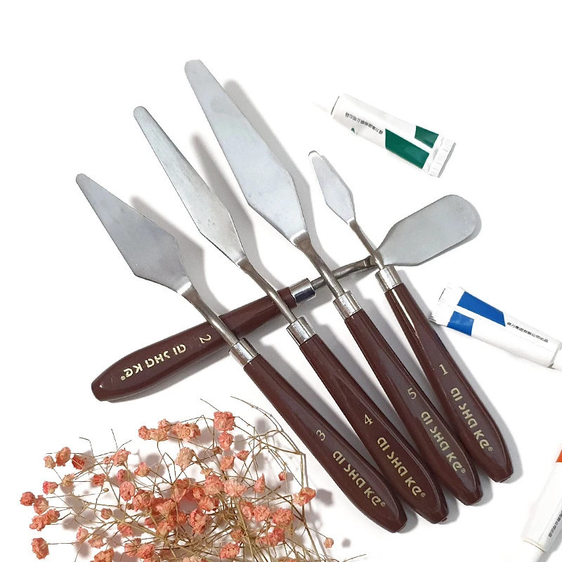 

5 Sets of Paint Palette Knife Oil Painting Gouache Painting Special High Elastic Stainless Steel Scraper Art Creation Tools