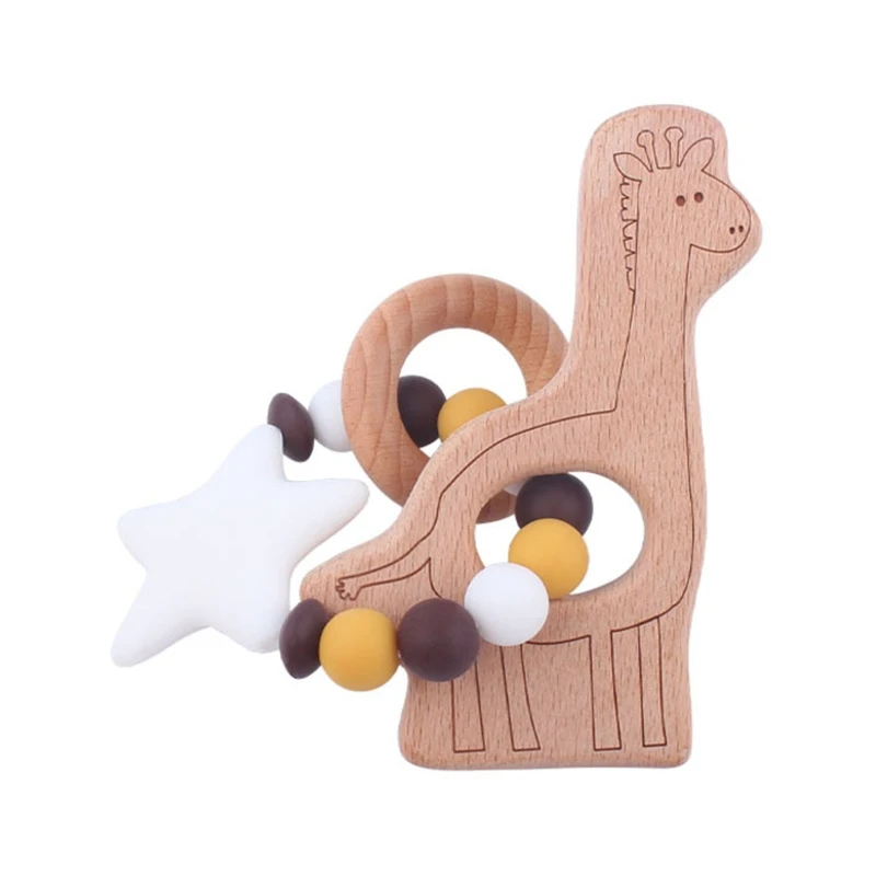 

Детский Браслет-погремушка прорезыватель соска цепочка зажим для младенцев деревянная фотография