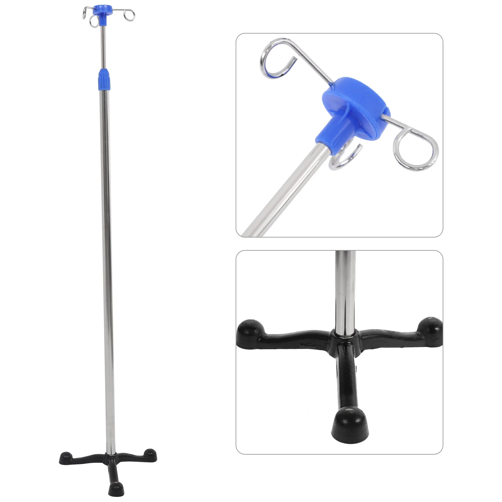 

IV Stand Stainless Steel Drip Bag Holder Durable Rod Portable Infusion Clothes Hanger Rack Adjustable Cast Iron Base
