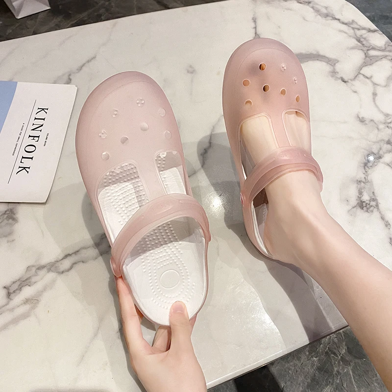 YISHEN Summer Women's Sandals Mary Jane Jelly Shoes Casual Transparent Shoes Footwear Sandals For Girls Sanitary Clogs Woman