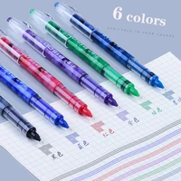 6 colors 0 5mm roller pen full needle blackredblue color ink straight liquid gel pen for school office stationery kawaii
