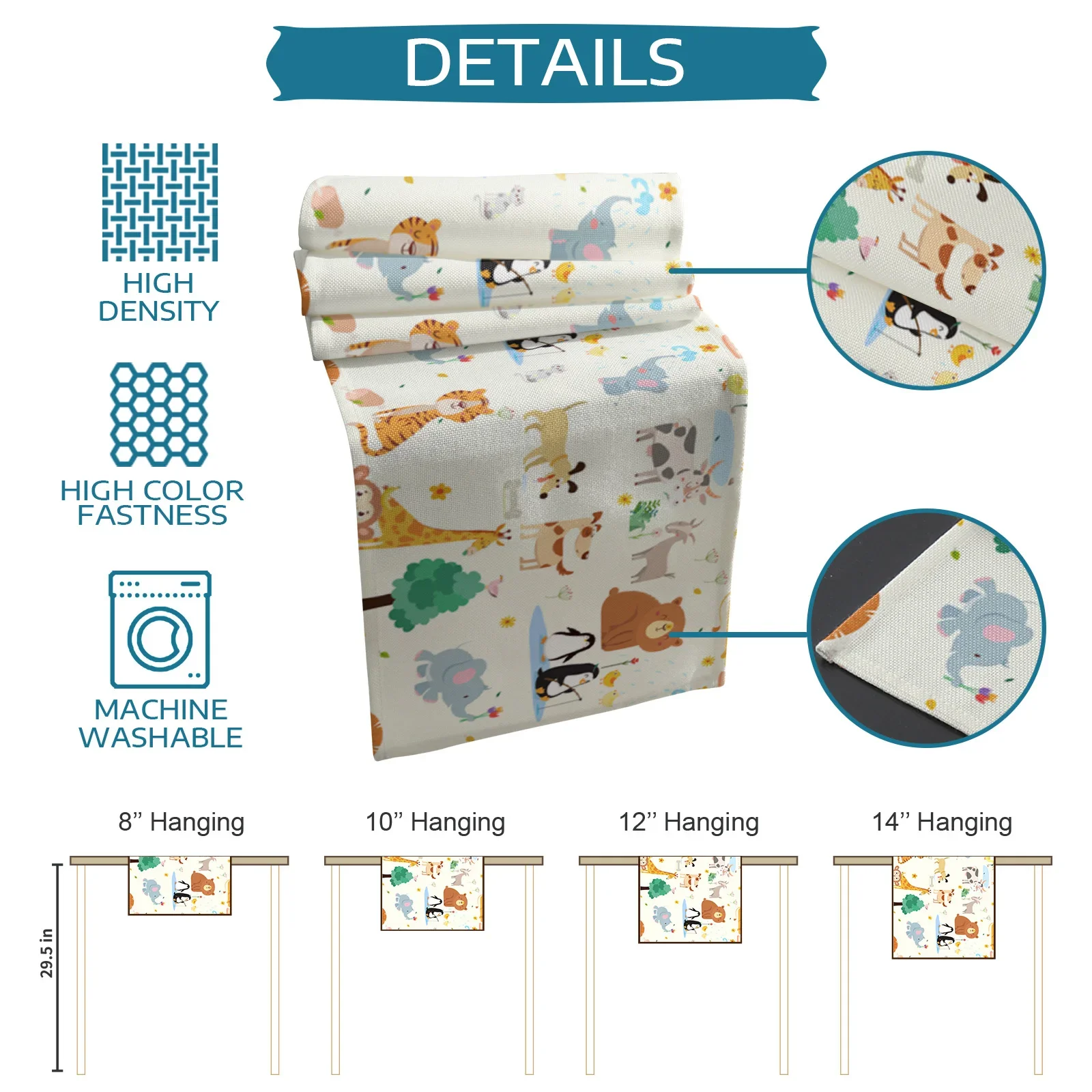 Животное тигр лев слон пингвин льняные дорожки для стола украшение кухонного