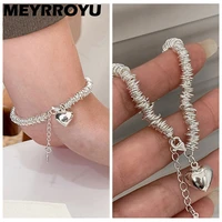 meyrroyu 2022 hip pop heart thick chain bracelet for women girl new fashion vintage hand jewelry party gift pulseras mujer