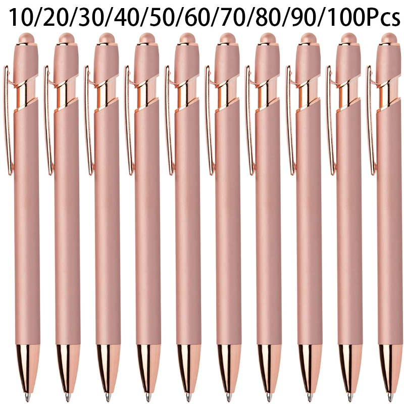 Металлическая шариковая ручка Soft Touch со стилусом цвета розового золота 10-100 шт.