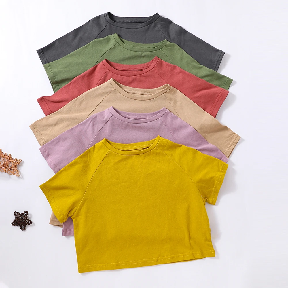 

Toddler Boys Girls T-shirt Summer Solid Cotton Short Sleeve Top Spring Kids Clothing Children Clothes Girls Clothes