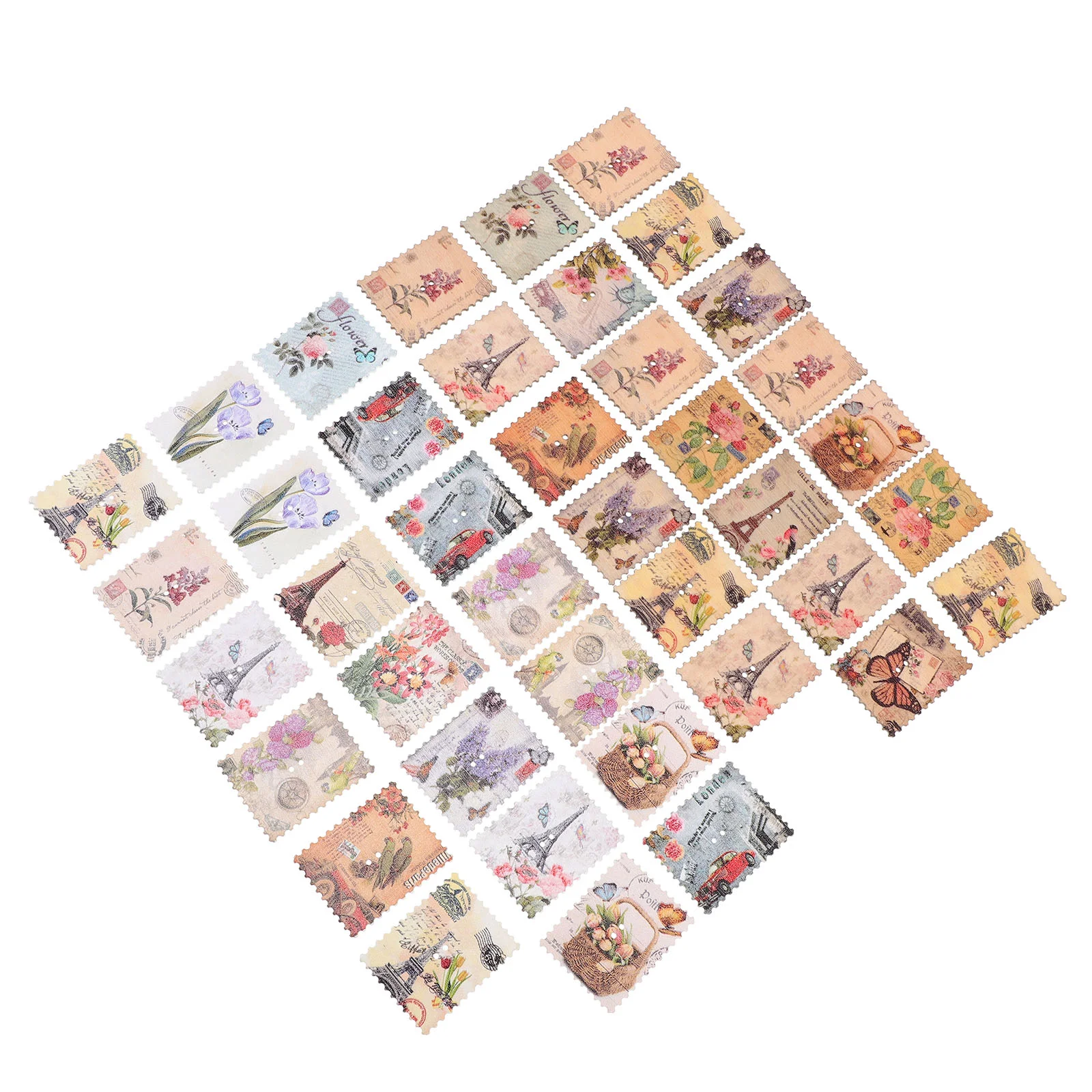 

40Pcs Retro Style Stamp Buttons DIY Stamp Buttons for Clothes Crafts Decorative Stamp Buttons
