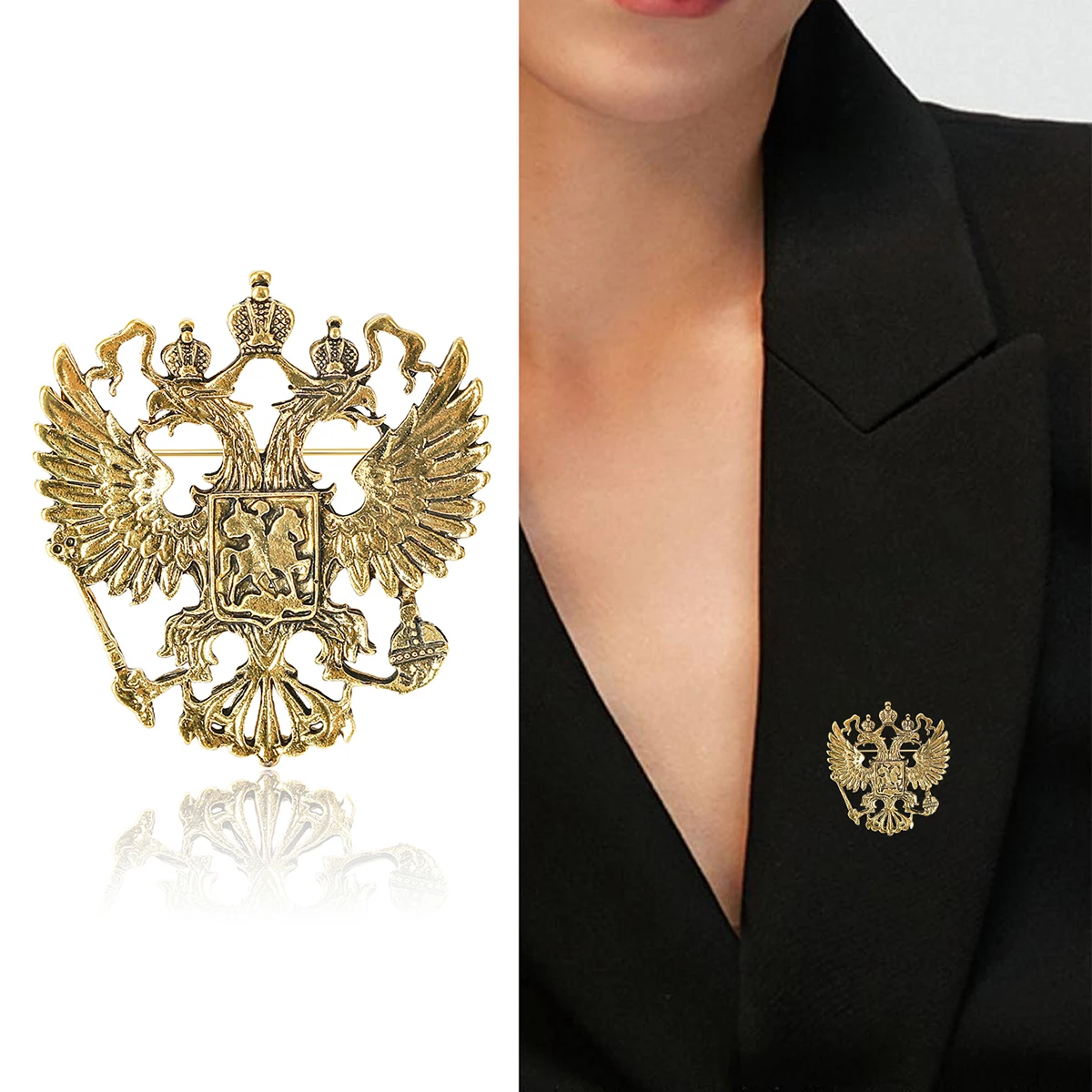 Броши с двуглавым орлом из цинкового сплава