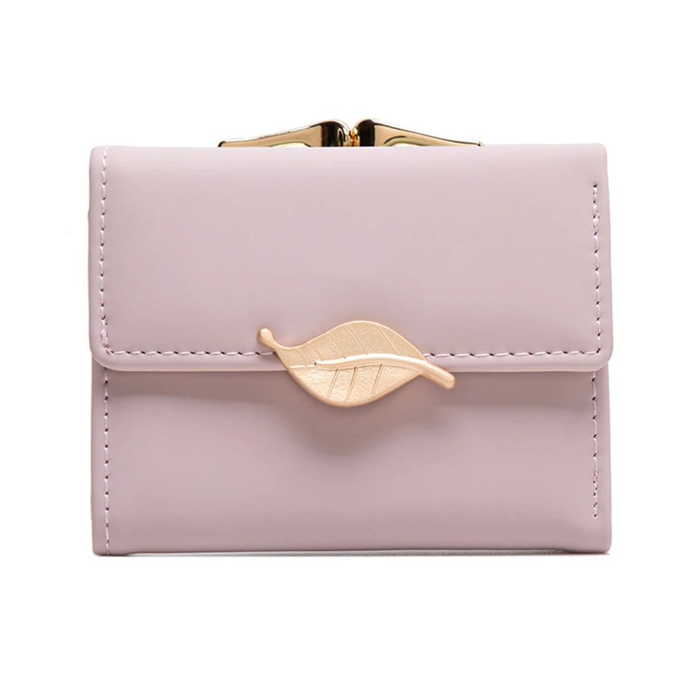 сумка Golden Leaves Buckle Trifold Short Wallet Women Wear-Resistant Ultra-thin Coin Purse Money Card Storage Bags For