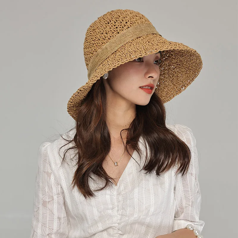 

Folding Straw Hat Women's Summer Outing Sun Visor Holiday Cool Hat Seaside Beach Hat Tide Summer Hats Wholesales